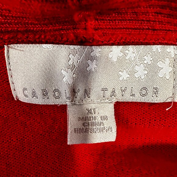 Carolyn Taylor Open Front Cardigan Sweater Red Long Sleeves Soft Stretch Size XL - Picture 2 of 7